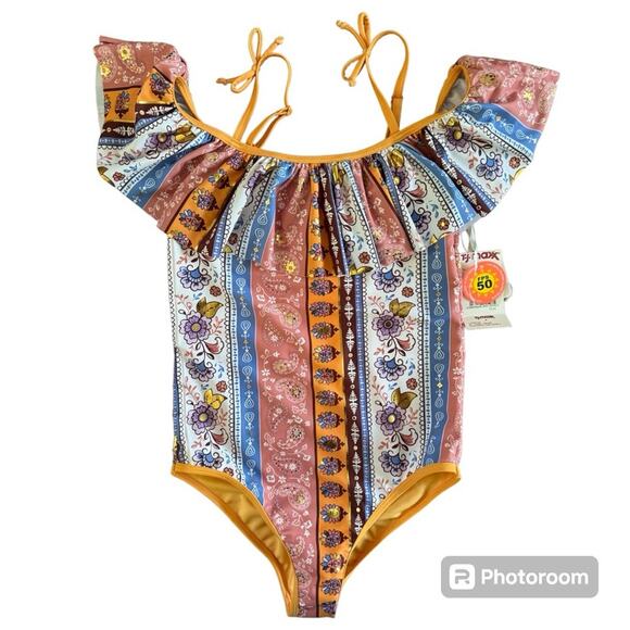 Catherine Malandrino Other - NWT✨ CATHERINE MALANDRINO Girls Multicolor Swim Suit Ruffles Size 12